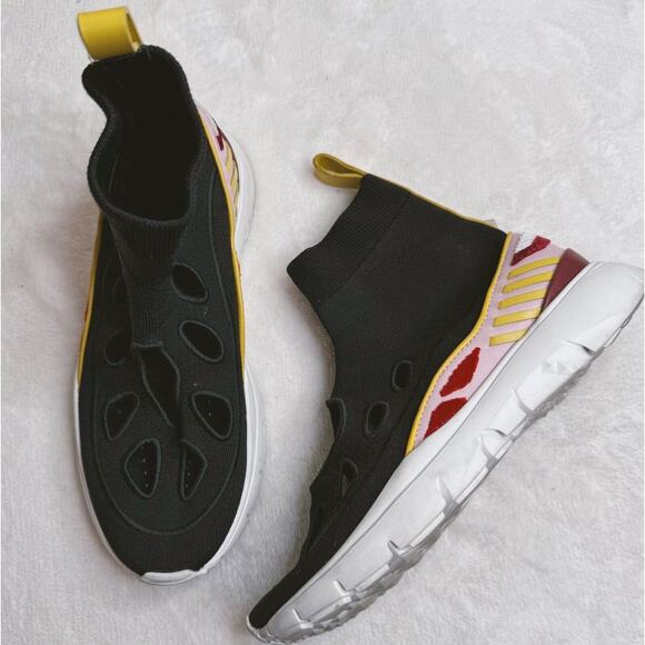 Valentino Garavani Rockstud Shoes Cut Out Sock Sneakers Colorful Artsy Size 35.5 - Picture 1 of 11